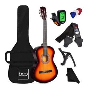 Beginner Acoustic Guitar Set, 38in, Sunburst