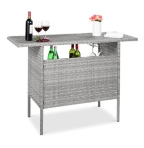 Outdoor Wicker Bar Counter Table, Gray