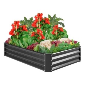 Outdoor Metal Raised Garden Bed, Dark Gray