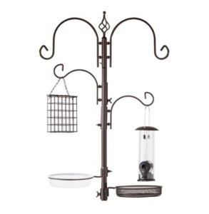 4-Hook Bird Feeding Station, 91in, Bronze