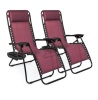 Set of 2 Adjustable Zero Gravity Patio Chair Recliners, Burgundy