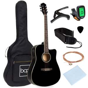 Beginner Acoustic Electric Cutaway Guitar Set w/ Case, Strap