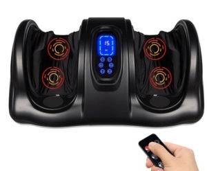 Therapeutic Foot Massager w/ High Intensity Rollers, Remote, 3 Modes, Black