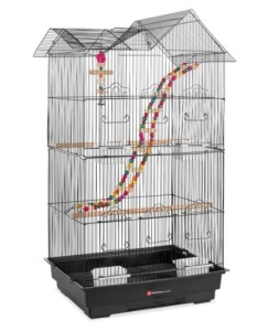 Indoor Outdoor Iron Birdcage w/ Removable Tray, 4 Feeders, 2 Toys - 36in.