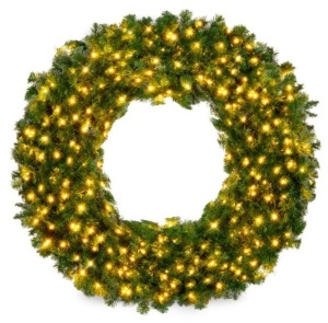 Pre-Lit Artificial Fir Christmas Wreath w/ LED Lights, Plug-In, PVC Tips, 48 In.