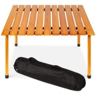 Foldable Indoor Outdoor Wooden Table w/ Carrying Case - 28x28in. Appears New