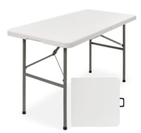 4ft Portable Folding Plastic Dining Table w/ Handle, Lock