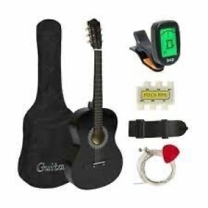 Beginner Acoustic Guitar Set w/ Case, Strap, Digital Tuner, Strings - 38in