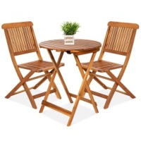 3-Piece Acacia Wood Bistro Set w/ Folding Table, 2 Chairs, Appears New