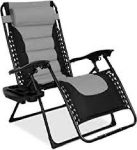 Oversized Padded Zero Gravity Chair, Folding Recliner w/ Headrest, Side Tray