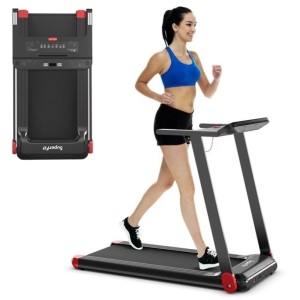 SurperFit Folding Electric Treadmill Compact Walking Running Machine w/APP Control Speaker 