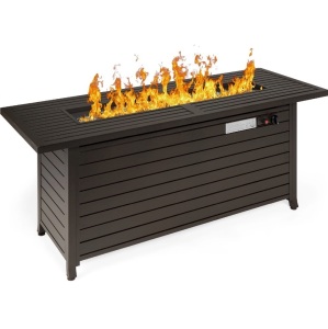 50,000 BTU Rectangular Propane Gas Fire Pit Table w/ Storage, Cover - 57in 