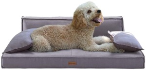 PetBemo Dog Cat Bed Sofa-Style Couch with Orthopedic Memory Foam Removable Suede Cover, Large. NEW