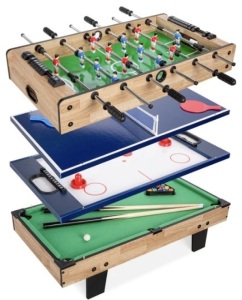 4-in-1 Multi Game Table Set w/ Air Hockey, Table Tennis, Billiards, Foosball,APPEARS NEW