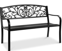 Steel Bench for Outdoor, Patio, Garden w/ Floral Design - 50in,APPEARS NEW