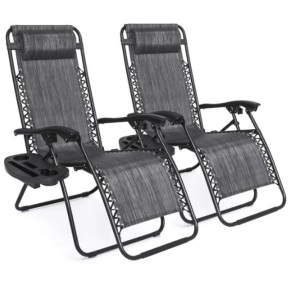 Set of 2 Adjustable Zero Gravity Patio Chair Recliners w/ Cup Holders,2  CAME IN THE BOX,NEW 