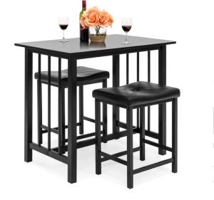 3-Piece Counter Height Dining Table Set w/ 2 Stools, Space-Saving Design,APPEARS NEW