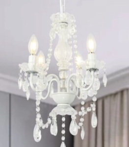 4 LIGHT SMALL SHABBY CHIC CHYSTAL CHANDELIAR,APPEARS NEW