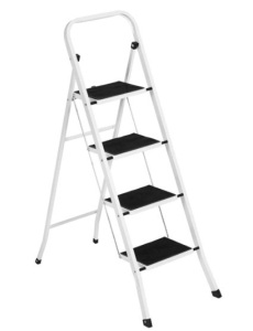 Folding Steel 4-Step Ladder w/ Hand Rail, Wide Steps, 330lbs Capacity,NEW 