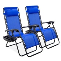 Set of 2 Adjustable Zero Gravity Patio Chair Recliners w/ Cup Holders, Appears New
