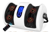 Reflexology Shiatsu Foot Massager w/ High-Intensity Rollers, Remote Control, Pearl White