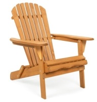 Folding Wooden Adirondack Chair Accent Furniture w/ Natural Finish - Brown