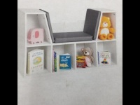 6-Cubbie Kids Bookcase Furniture Accent w/ Cushioned Reading Nook,APPEARS NEW