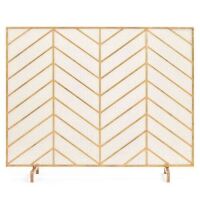 Single Panel Iron Chevron Fireplace Screen w/ Antique Finish - 38x31in