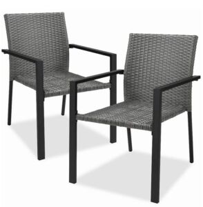 Set of 2 Stackable Wicker Chairs w/ Armrests