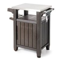 Keter Unity 40 Gal Patio Storage Grilling Cart w/ Stainless Steel Top