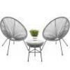 3-Piece All-Weather Patio Acapulco Bistro Set w/ Rope, Glass Top Table