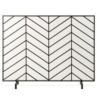 Single Panel Iron Chevron Fireplace Screen w/ Antique Finish - 38x31in