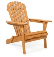 Folding Wooden Adirondack Chair Accent Furniture w/ Natural Finish - Brown