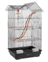 Indoor Outdoor Iron Birdcage w/ Removable Tray, 4 Feeders, 2 Toys - 36in