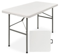 4ft Portable Folding Plastic Dining Table w/ Handle, Lock