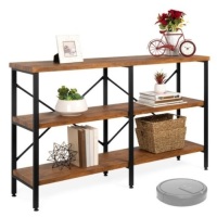 3-Tier Industrial Hallway Console Table for Living Room, Entry Way - 55in, Brown