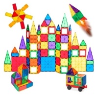 110-Piece Kids Magnetic Tiles STEM Construction Toy Building Block Set