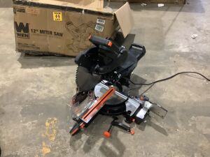 WEN MM1214 15-Amp 12-Inch Dual Bevel Sliding Compound Miter Saw with Laser - Shipping Damage, Needs Repair