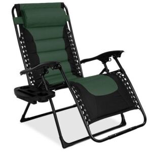 Oversized Padded Zero Gravity Chair, Folding Recliner w/ Headrest, Side Tray