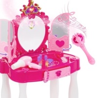 Kids Princess Vanity Mirror w/ AUX Cable, Wand, Hairdryer, Accessories