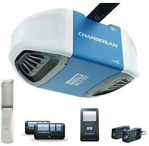 Chamberlain Group B550 Smartphone-Controlled Ultra-Quiet & Strong Belt Drive Garage Door Opener with MED Lifting Power, Blue - Appears New 