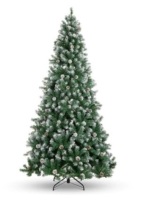 Pre-Decorated Christmas Tree w/ Pine Cones, Flocked Branch Tips