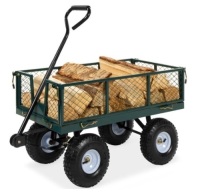 Steel Garden Utility Cart Wagon w/ 400lb Capacity, Removable Sides, Handle, Green