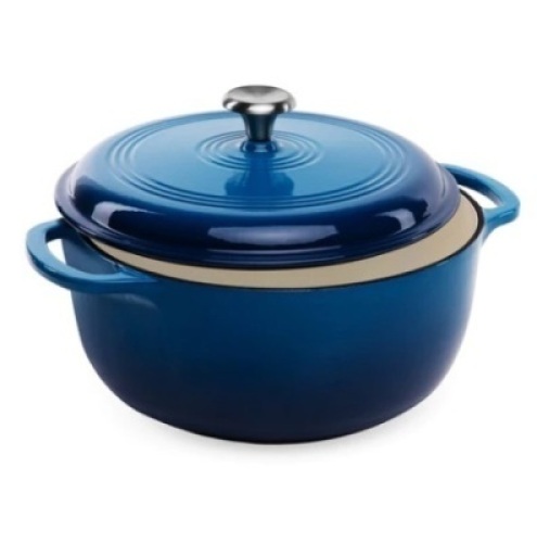 6qt Non-Stick Enamel Cast-Iron Dutch Oven Kitchen Cookware w/ Side Handles, Deep Blue