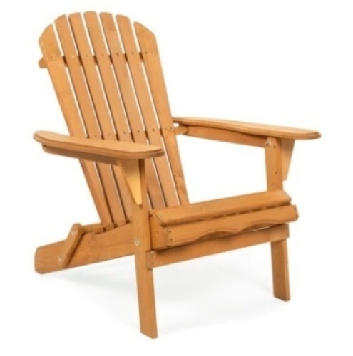 Folding Wooden Adirondack Chair Accent Furniture w/ Natural Finish, Brown