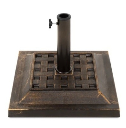 26lb Steel Square Patio Umbrella Base Stand, Basketweave Pattern