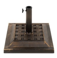 26lb Steel Square Patio Umbrella Base Stand, Basketweave Pattern