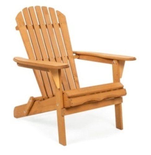 Folding Wooden Adirondack Chair Accent Furniture w/ Natural Finish, Brown