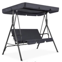 2-Person Metal Patio Swing with Gray Cushion
