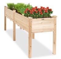 Raised Garden Bed, Elevated Wood Garden Planter Stand - 72x24x30in